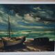 Tableau huile sur toile voilier signé vintage