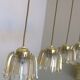 Set of 5 Doria  pendant lights in brass and amber-coloured glass, 1960s