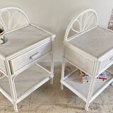 Pair of Vintage Rattan Bedside Tables