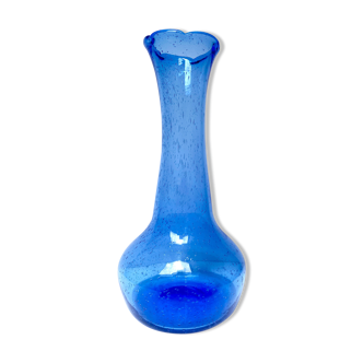 Large blue blown glass vase