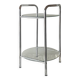 Pedestal table, vintage chrome steel saddle with 2 round windows