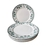 Set of 6 flat plates XIXth, Boch Frères Keramis, Trifolium model