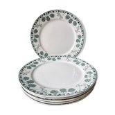 Set of 6 flat plates XIXth, Boch Frères Keramis, Trifolium model