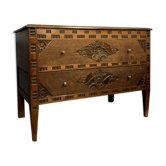 Louis XVI era jumping dresser in fully carved walnut