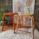 Pair of low metal stools industrial workshop - vintage
