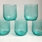 Set of 5 water green water glasses 50s