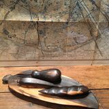 Tray and its wooden fruits. Tribal art