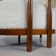 Contemporary Pair of Italian Armchairs, Wood and White Boucle Fabric