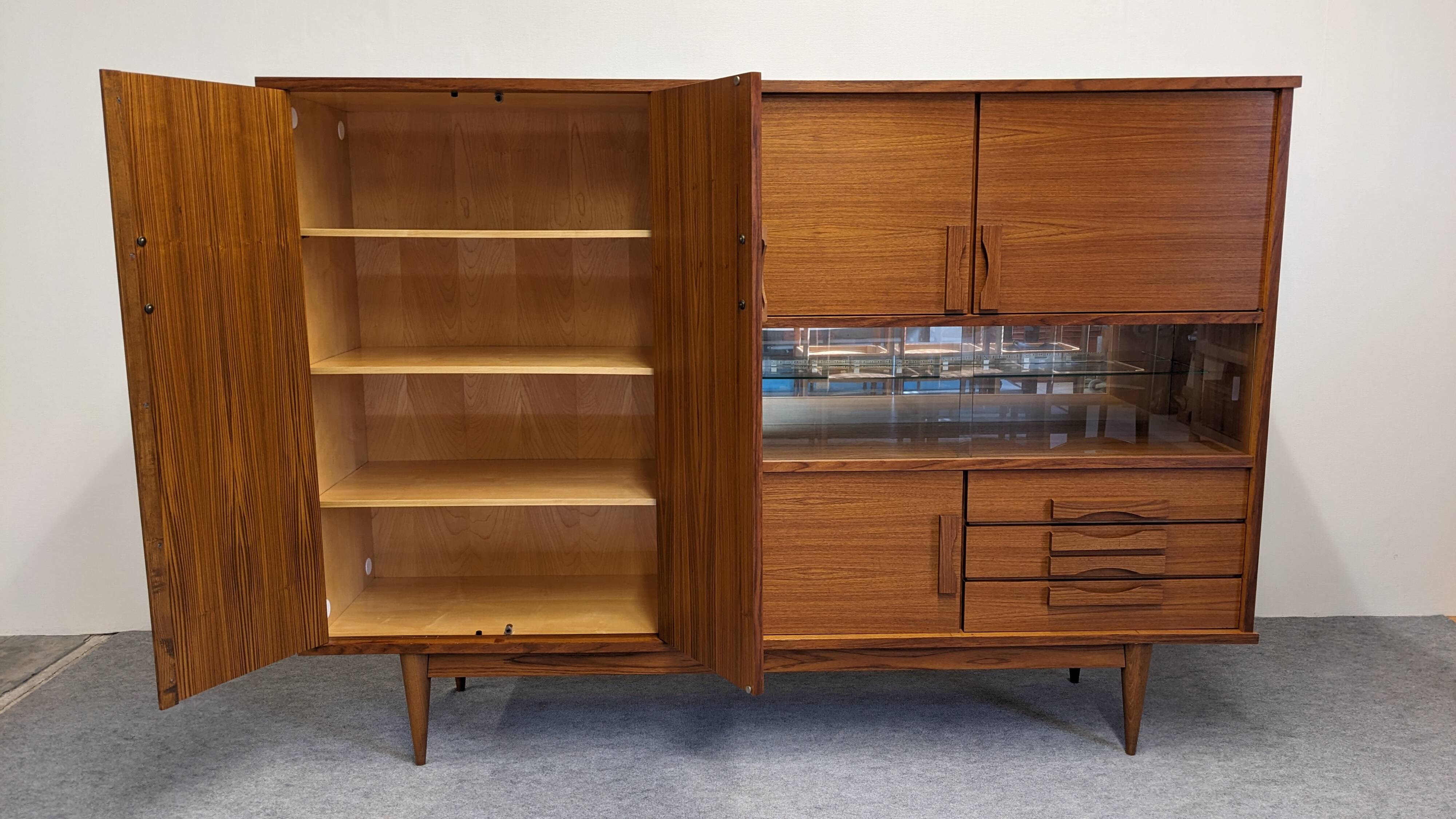 Buffet or high modernist sideboard in teak, France circa 1960.