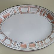 Plat de service ovale en grès de niderviller.modèle maille vintage