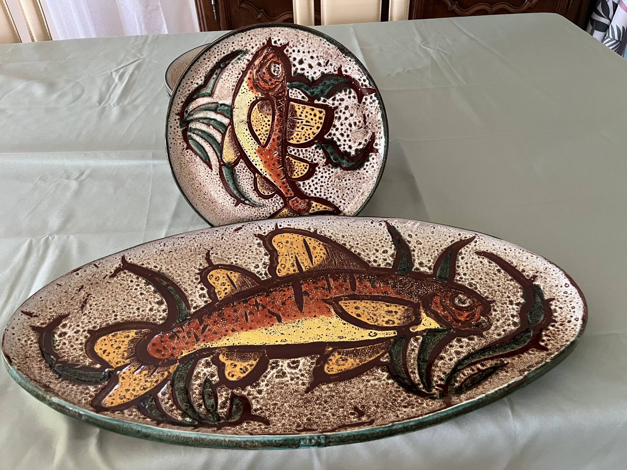 Service à poisson Vallauris plat + 12 assiettes