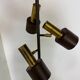 Lampadaire vintage moderniste marron et laiton à 3 spots, années 1960