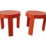 Paire de table de chevet oranges