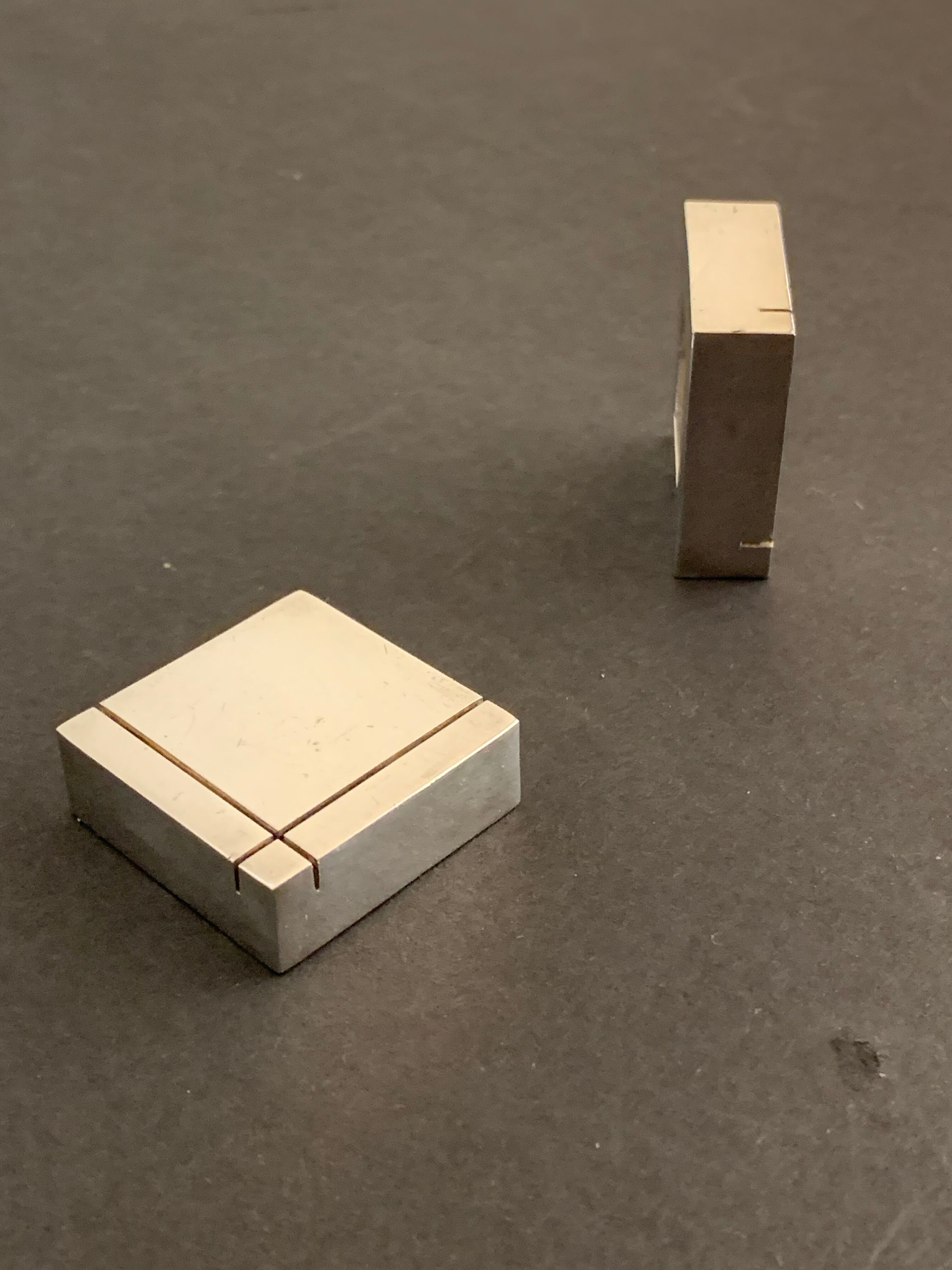 6 square silver metal knives with AVM Paris punch