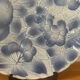 Old slightly hollow dish barbotine blue fruit Sarreguemines