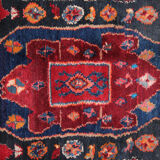 Tapis de coureur oriental bleu rouge long tapis géométrique en laine fait à la main 125x270cm