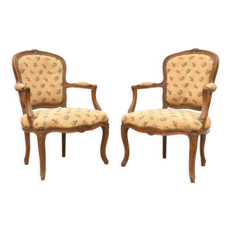 Pair of Louis XV style armchairs