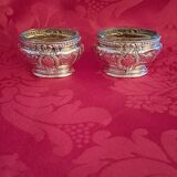 Pair of solid silver salt cellars. Louis XVI.