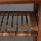 Table basse 'Planche de surf' en bois de teck avec étagère à magazines, design hollandais, années 1960