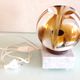Polychrome glass globe lamp on marble base / vintage 60s-70s