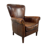 Fauteuil en cuir de mouton foncé Achterdijk