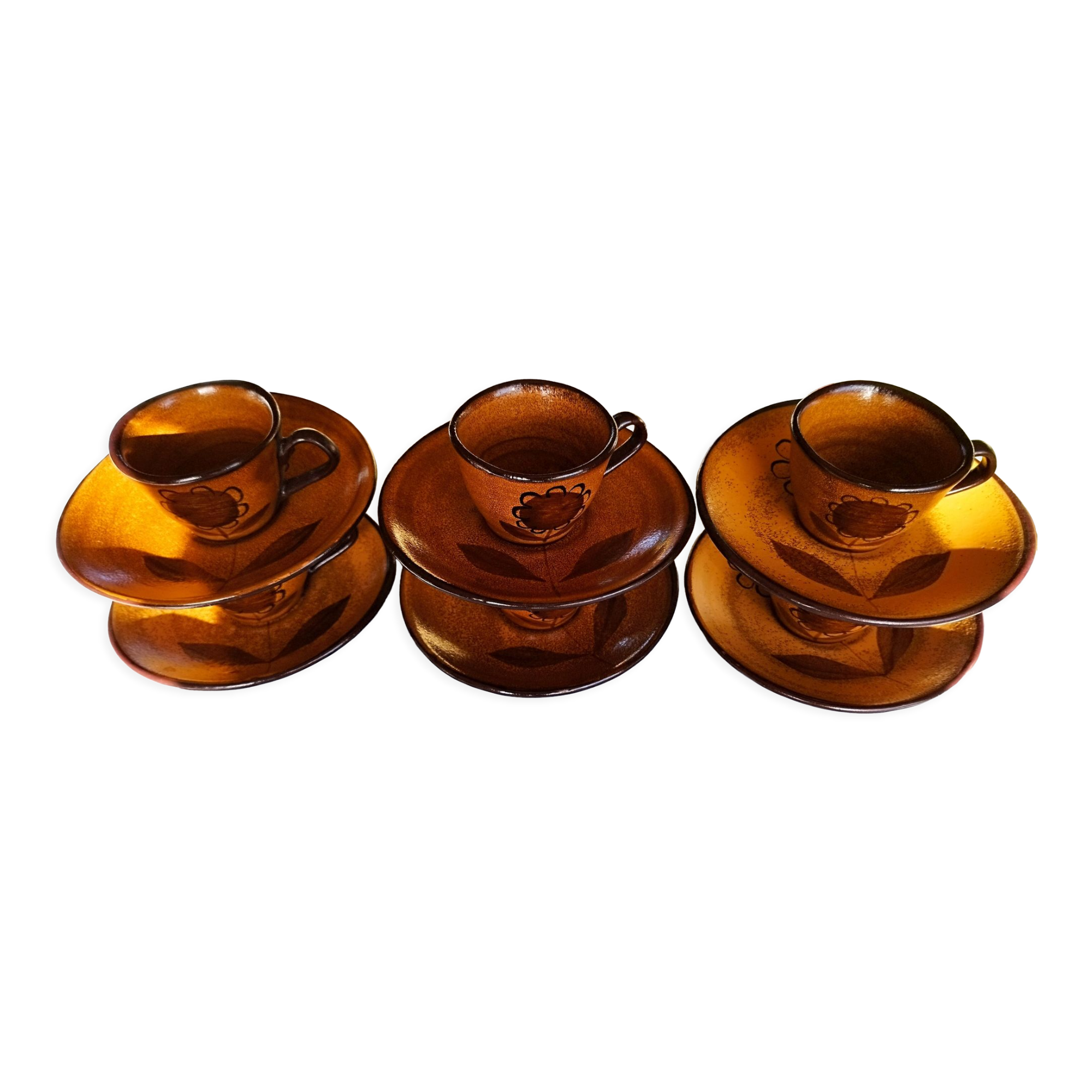 Set of 6 stoneware coffee cups