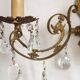 French Vintage Double Bronze & Crystal Wall Light - Stylized Dolphin Detail