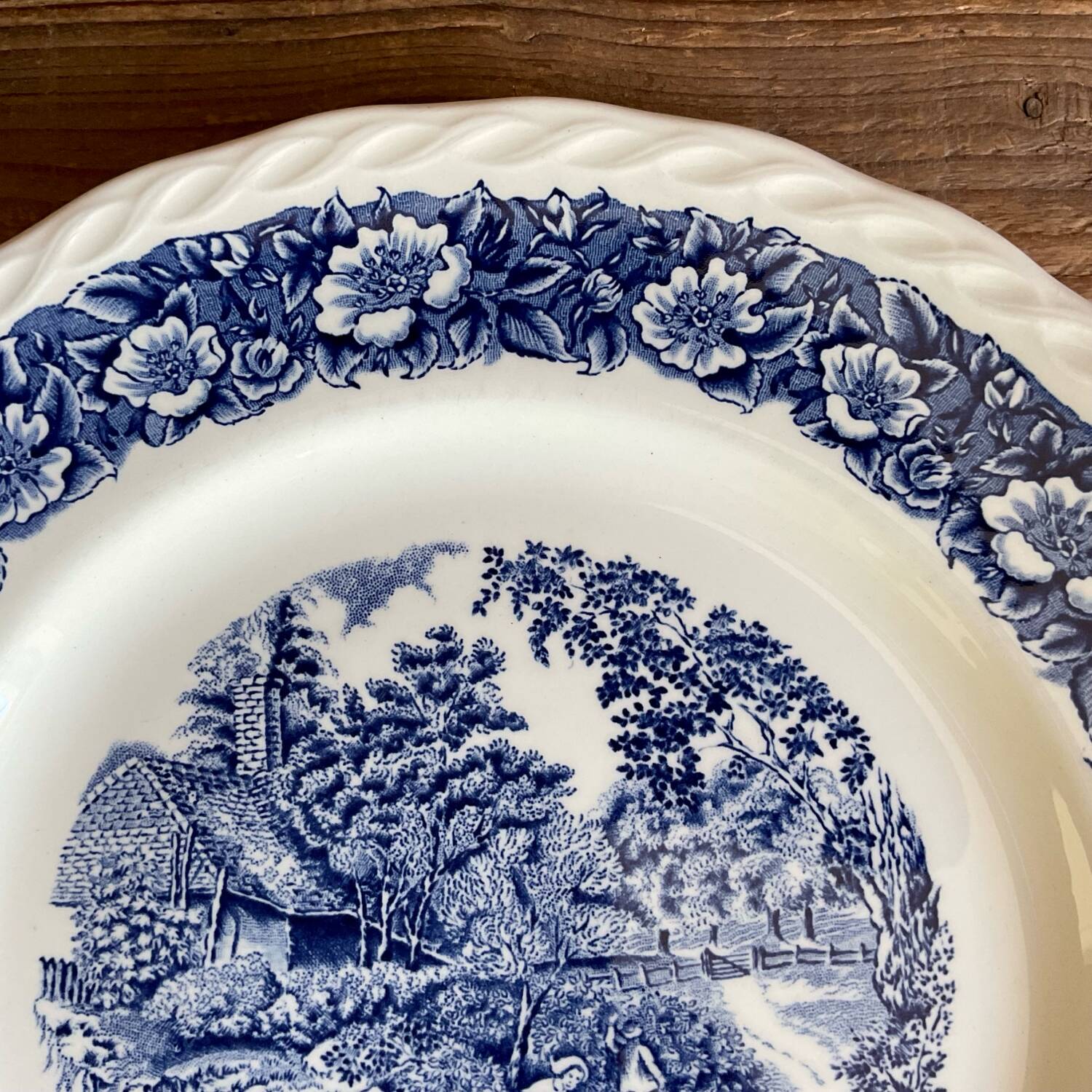 6 Staffordshire England “countryside” dinner plates