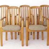 Set of 5 Dyrlund Oak Armchairs, Danish Mid Century Dining Chairs 1970s
