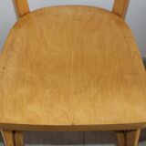 Set of 8 classic Baumann chairs 1950 light beech