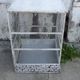 Vintage bird cage, made of wood and chicken wire metal square mesh