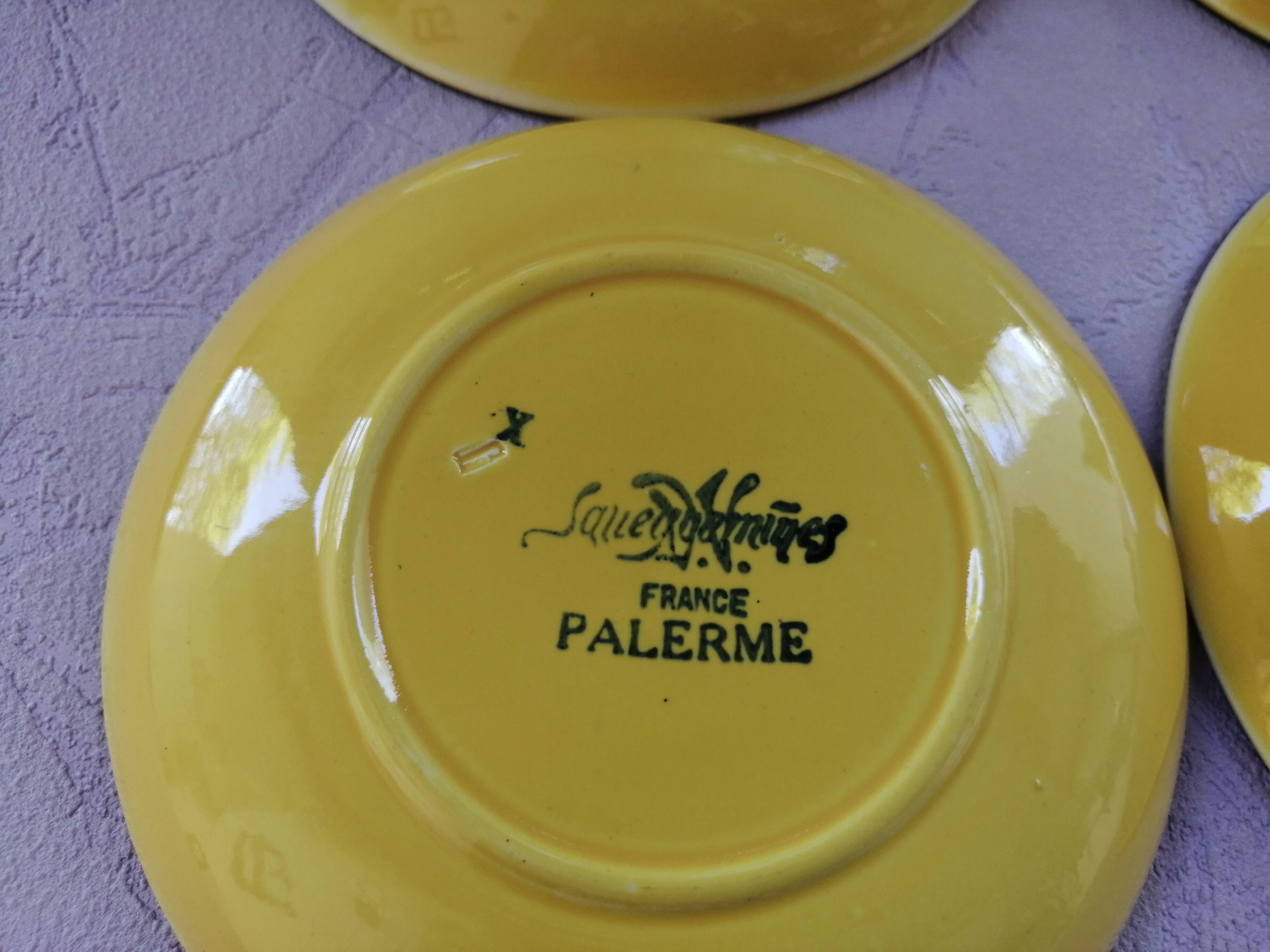 Saucers Sarreguemines France yellow