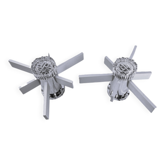 Pair of vintage Italian chrome and glass wall lights, 1960s Sciolari.