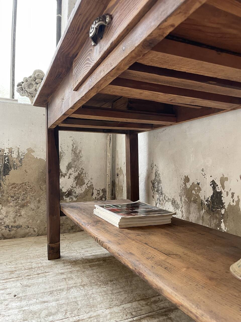 Drapery console table in pine