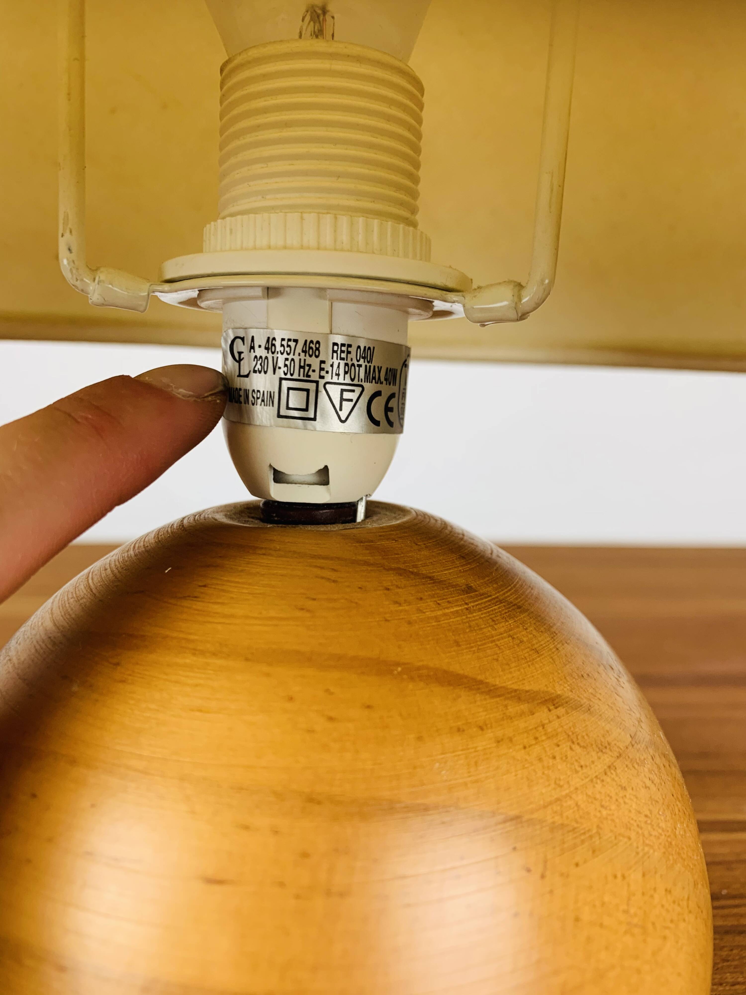 Lampe boule en pin, années 80