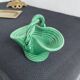 Vintage, woven basket, green, glazed earthenware, grooves, stylized, décor, French decoration, Fran