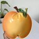 Large vintage salad bowl slip apple shape hand painted earthenware