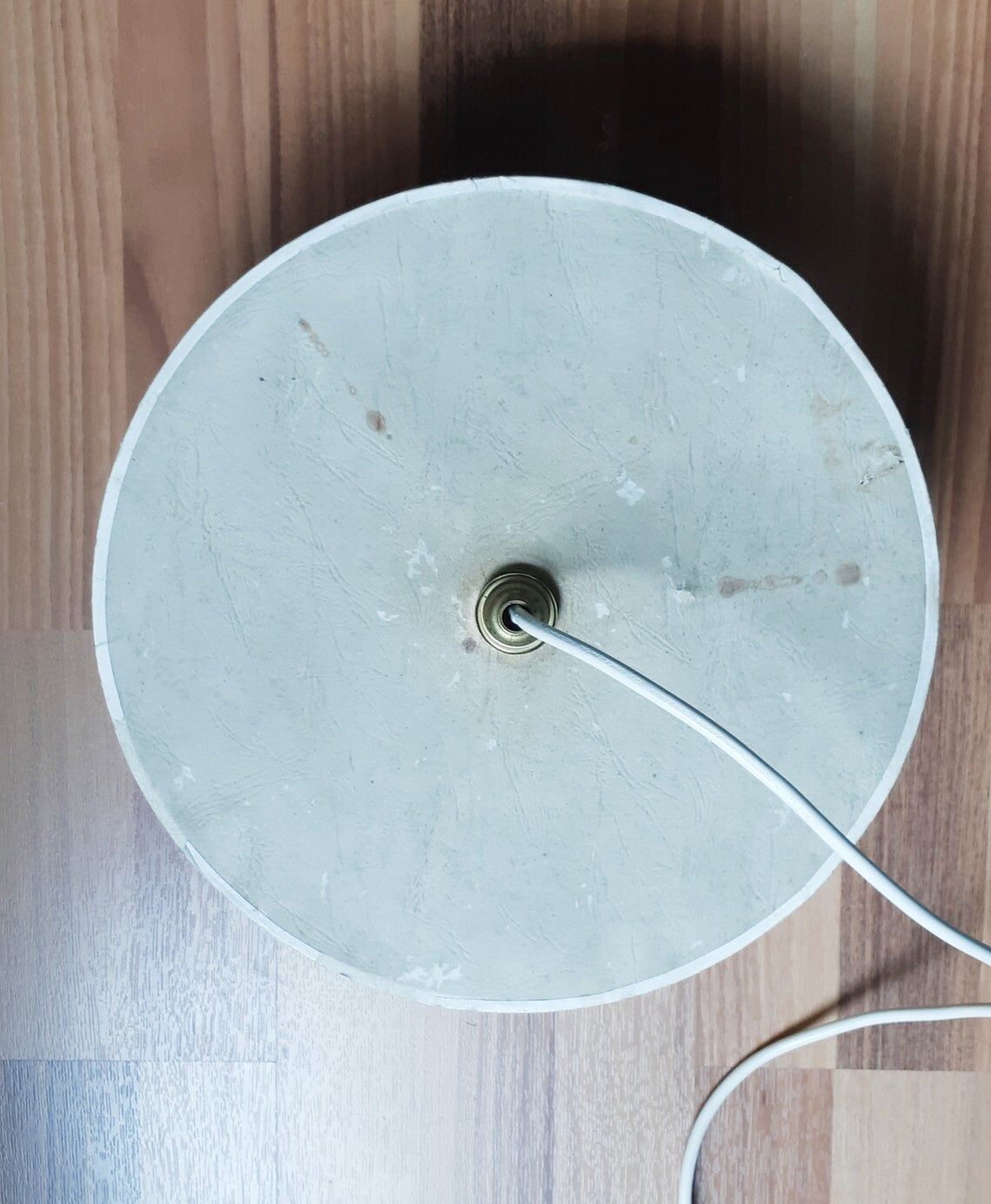 Lampshade for ceiling in embossed cardboard yellow orange 50s