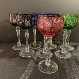 Saint Louis Baccarat colored crystal wine glasses