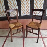 Pair of wooden straw chair 1900