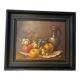 Still life oil painting on wood, signed A. Munding, black frame