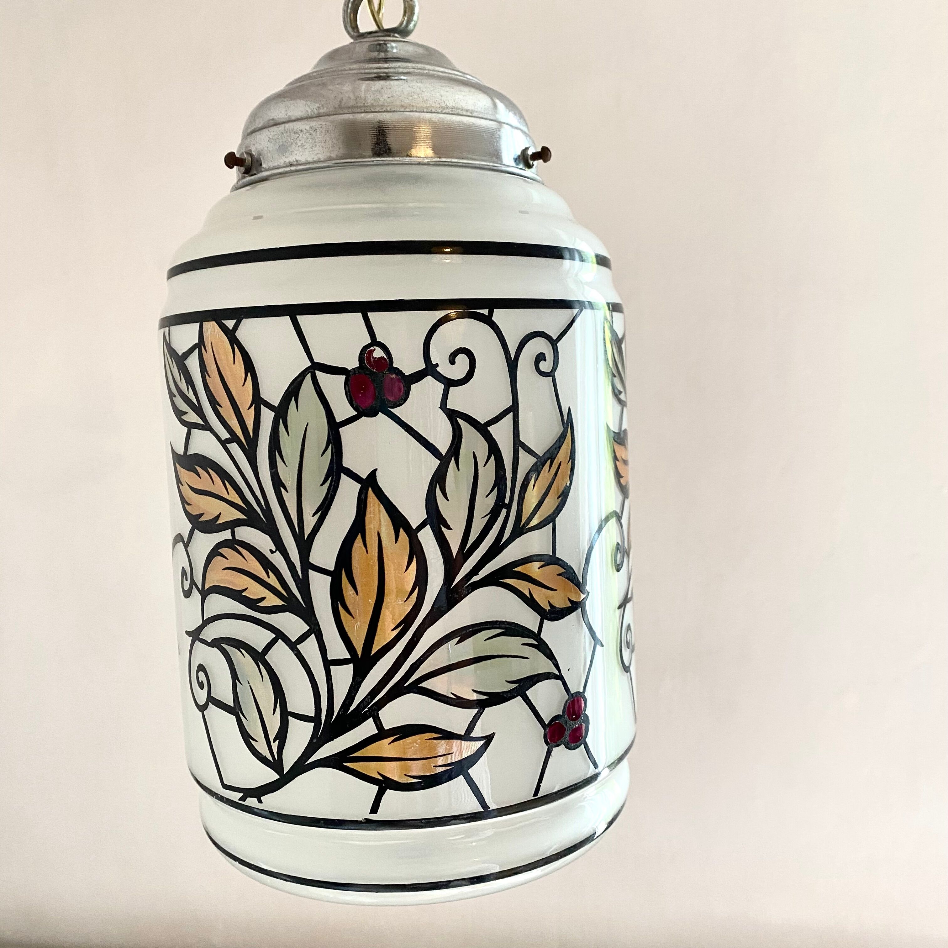 Vintage stained glass style pendant lamp