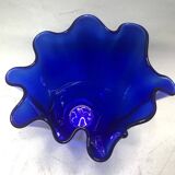 Murano - Vase mouchoir en verre bleu cobalt 25 cm de haut