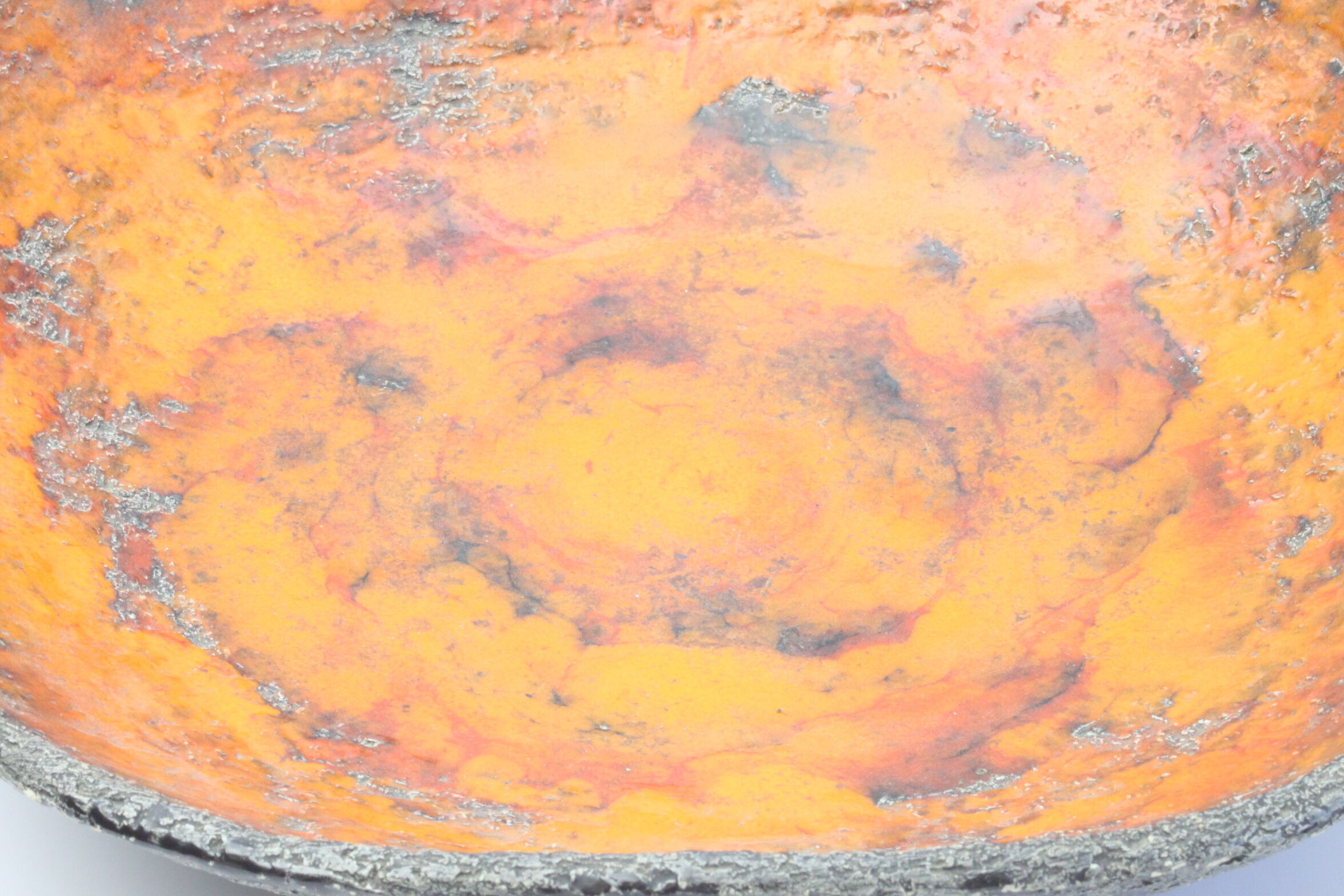 Orange lava glaze vide-poche or centrepiece bowl by Jan van Erp, the netherlands 1960s