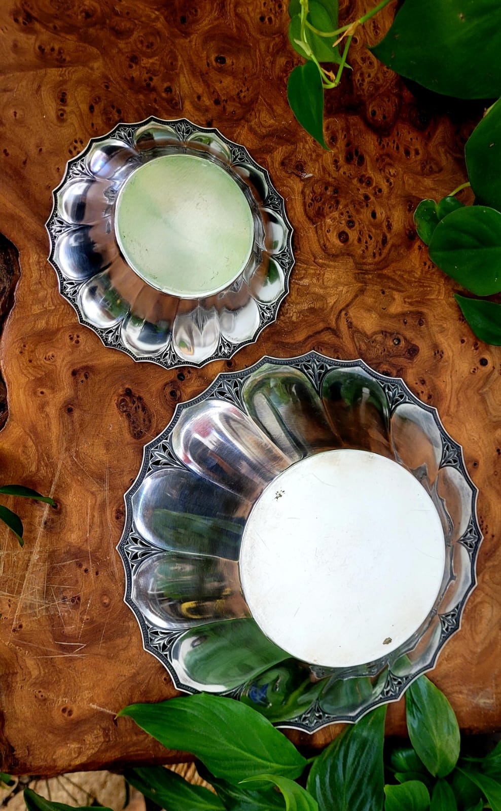 Two silver metal cups