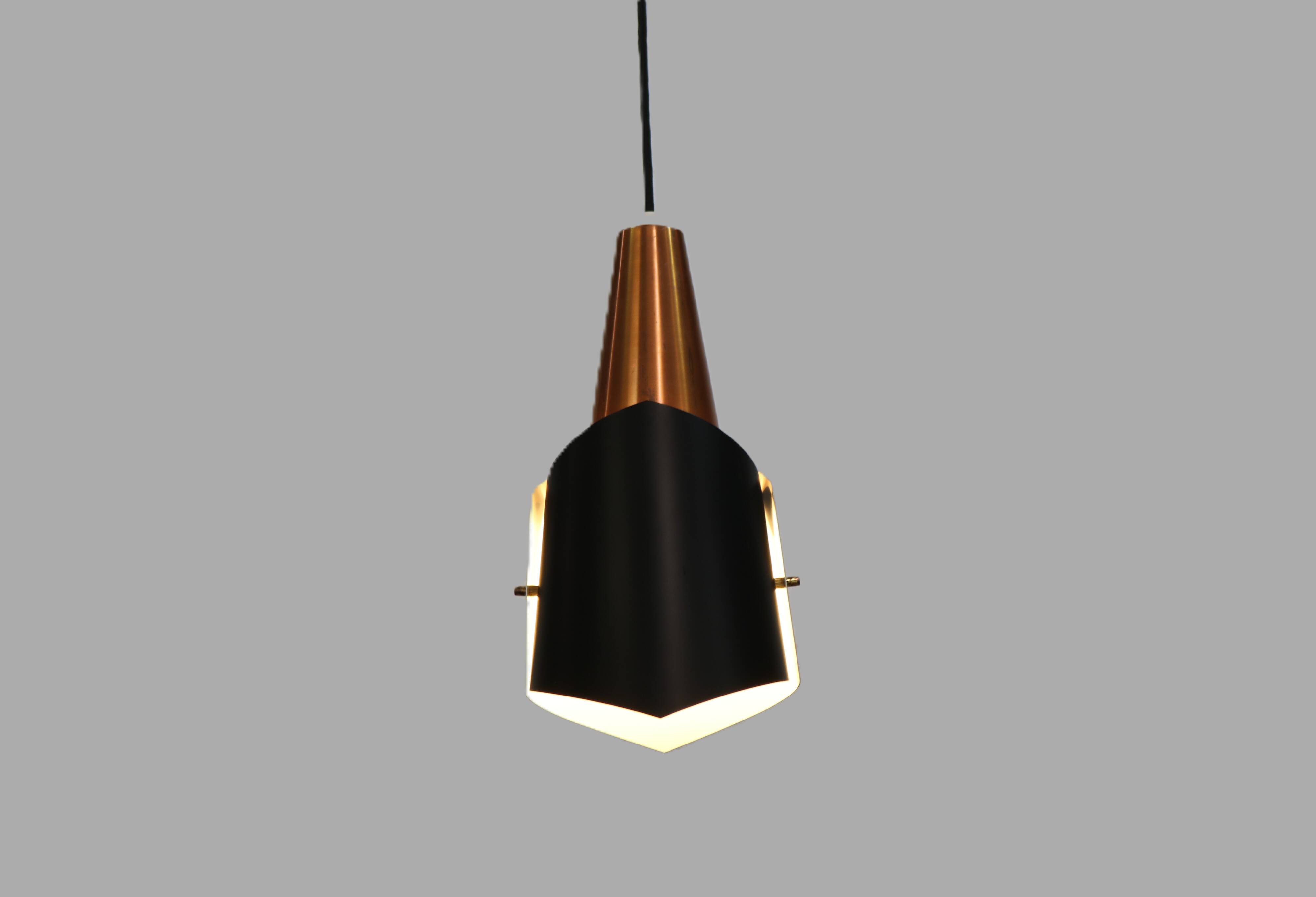 Danish Modern Copper / black  design lamp - 1960s Style