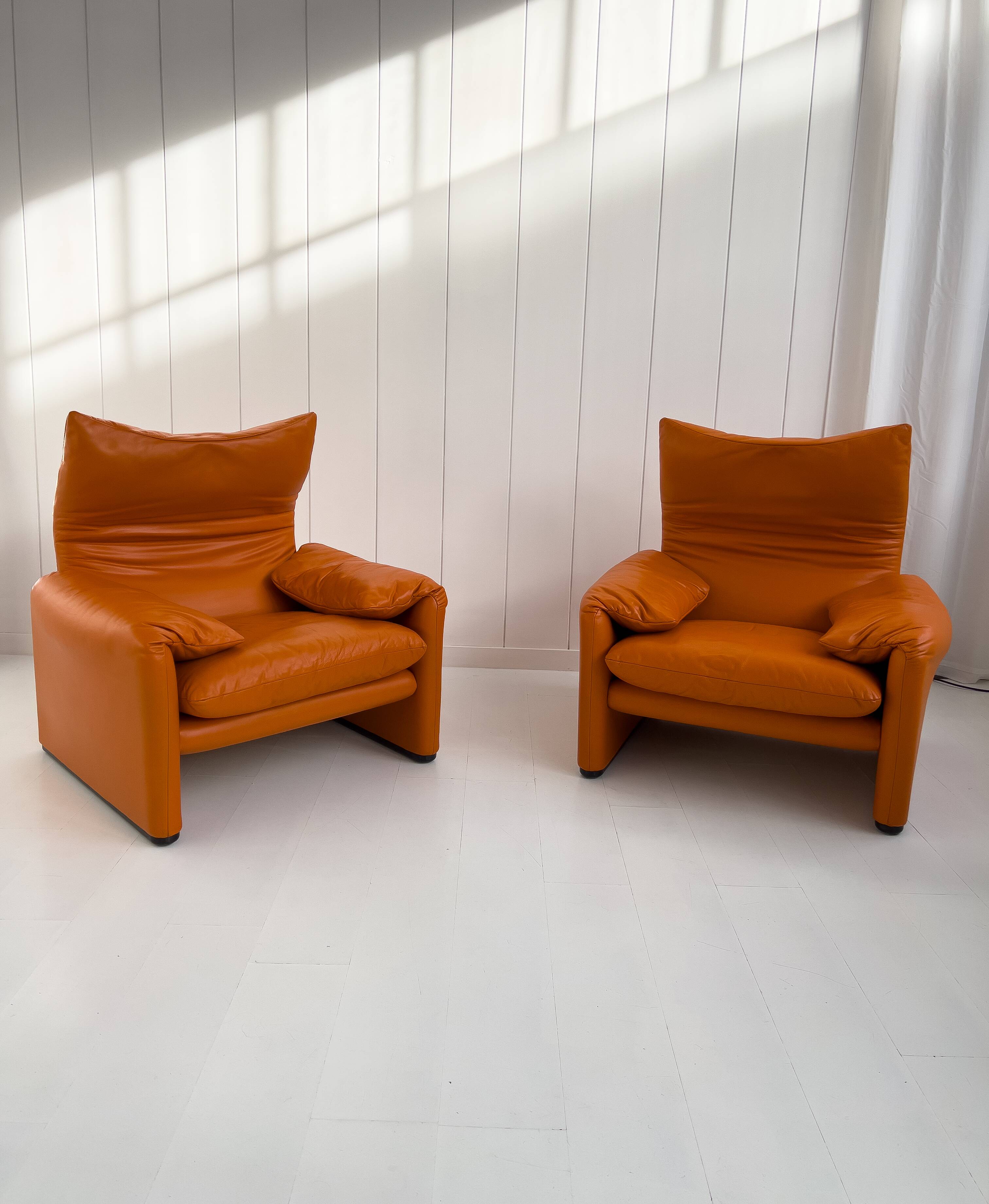 pair of Maralunga armchairs by Vico Magistretti