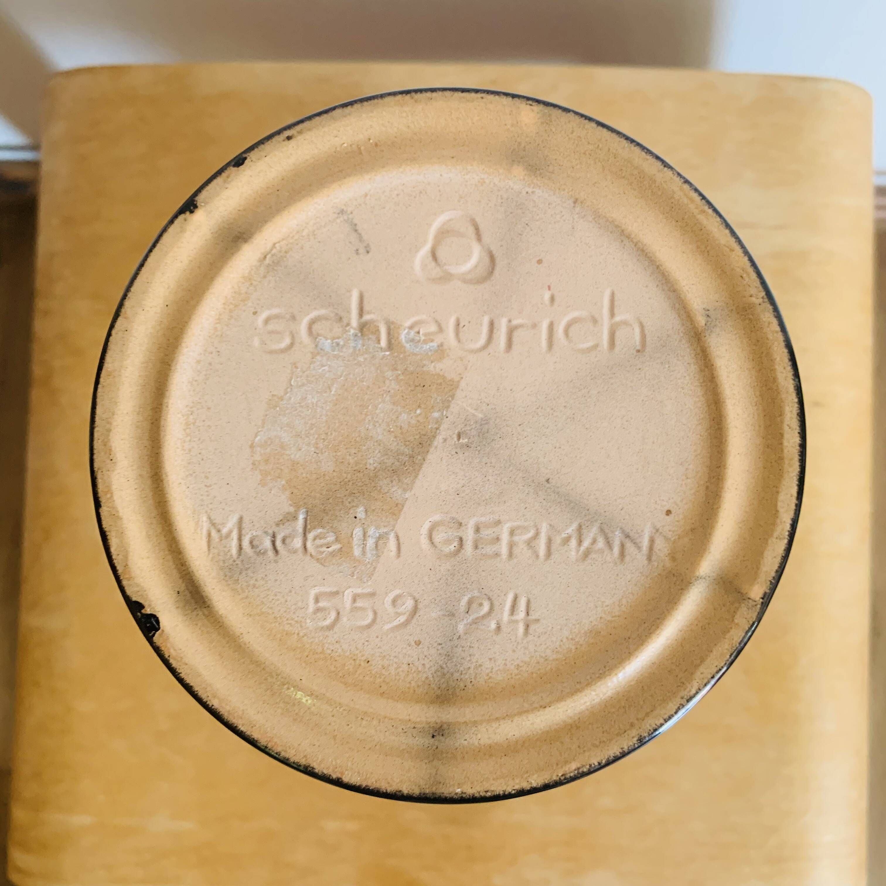 Vintage black Scheurich vase with graphic design – West Germany – 70s/80s