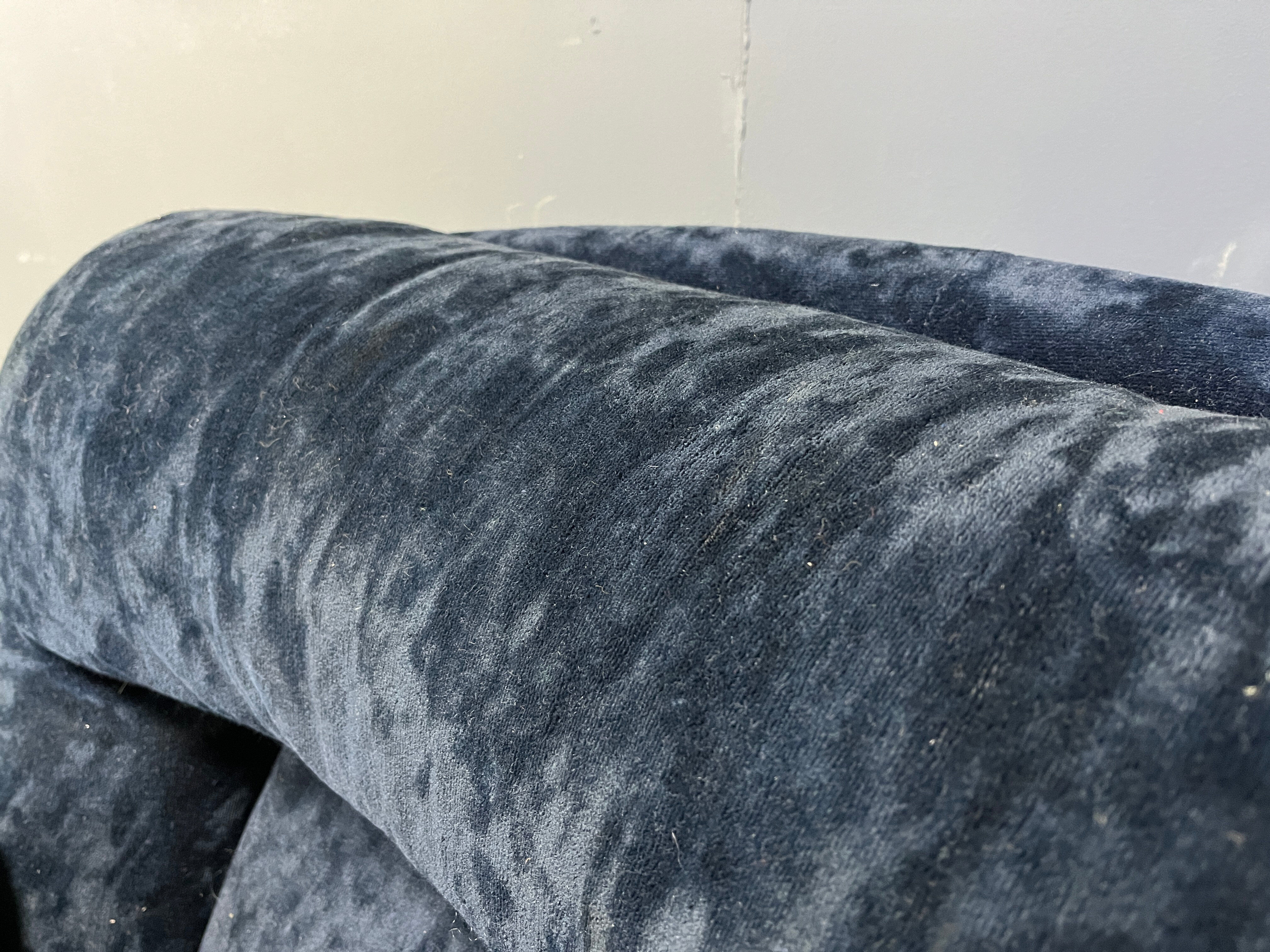 Blue velvet lounge chair 'Karate' by Michel Cadestin, France 1970s