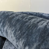 Blue velvet lounge chair 'Karate' by Michel Cadestin, France 1970s